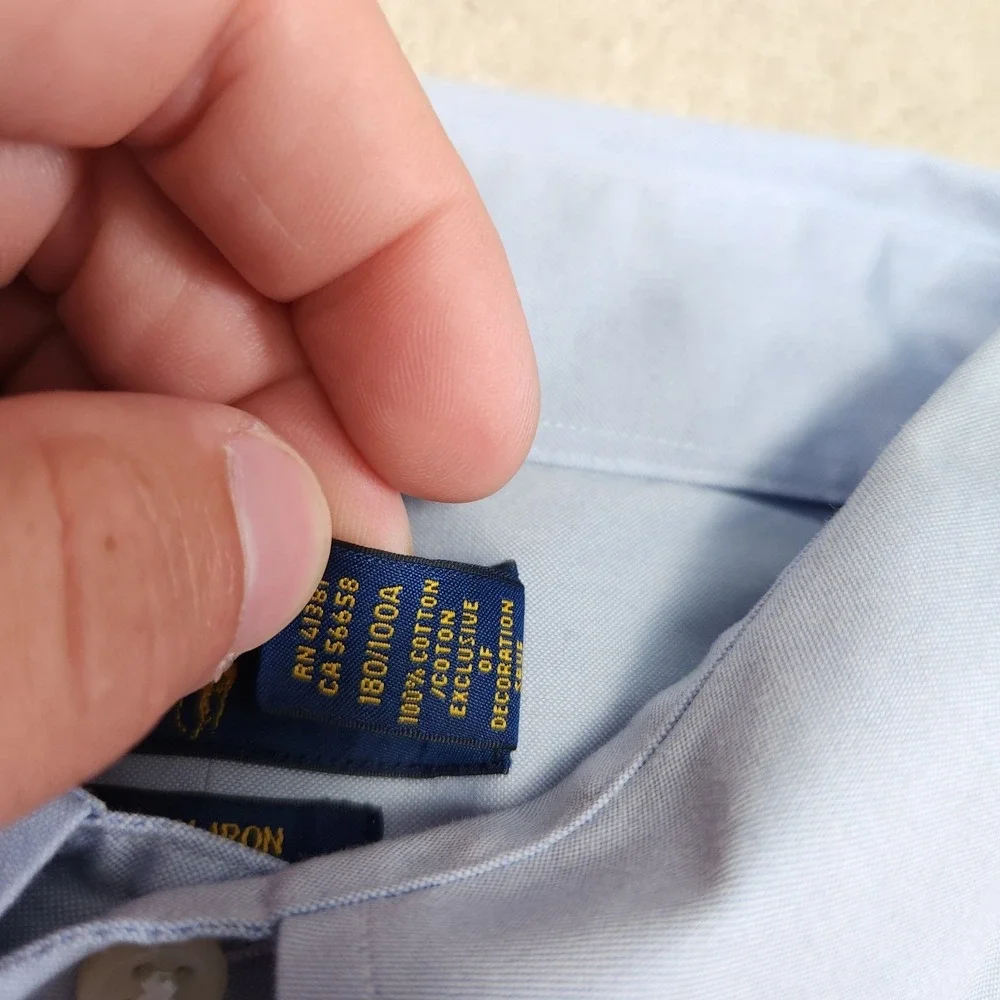 Polo Ralph Lauren Shirt Men 16.5 Oxford Cloth Button Down Blue Cotton Wealth